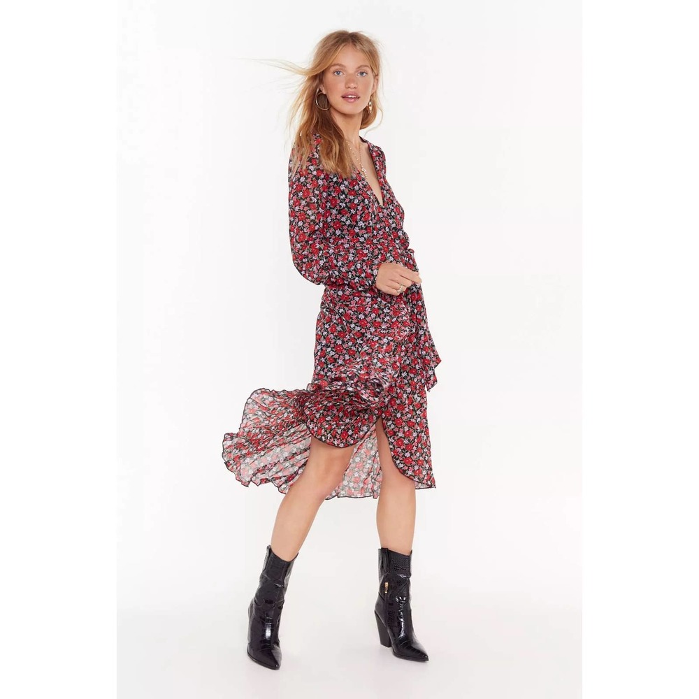 Nasty Gal Folk Floral Midi Wrap Dressβ NWT